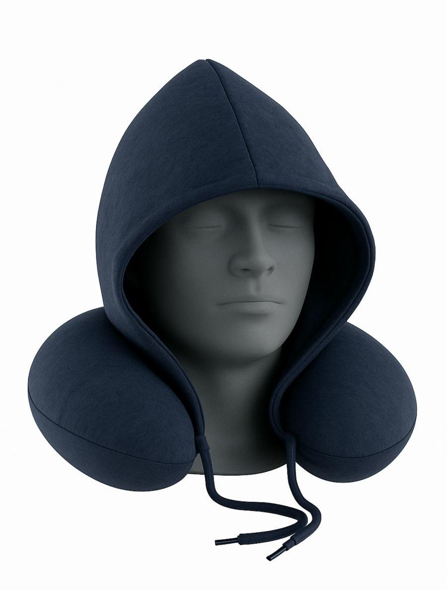 Hooded Travel Pillow for Flights & Road Trips - Neck support & sleep hood