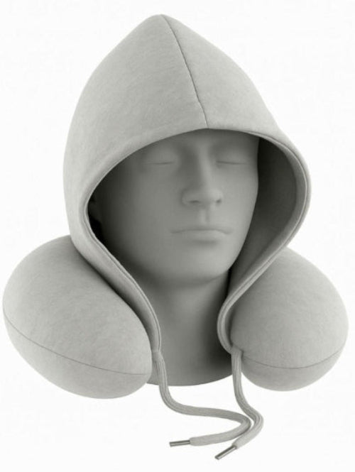 Hooded Travel Pillow for Flights & Road Trips - Neck support & sleep hood